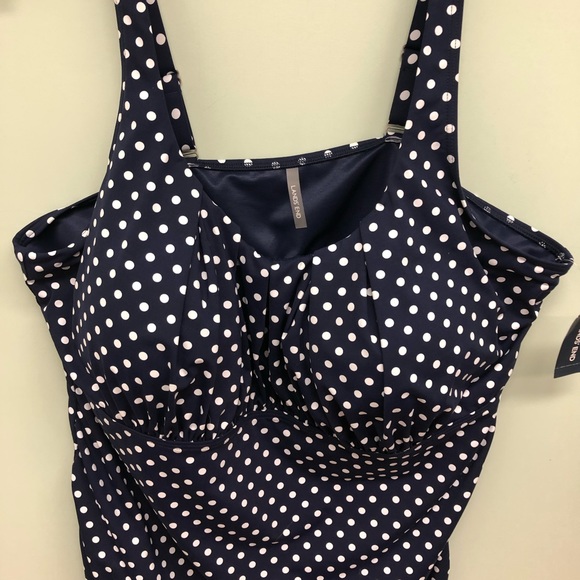 Land’s End | Women's Polka Dot Tankini Top | Navy | Size 24W - Picture 3 of 3